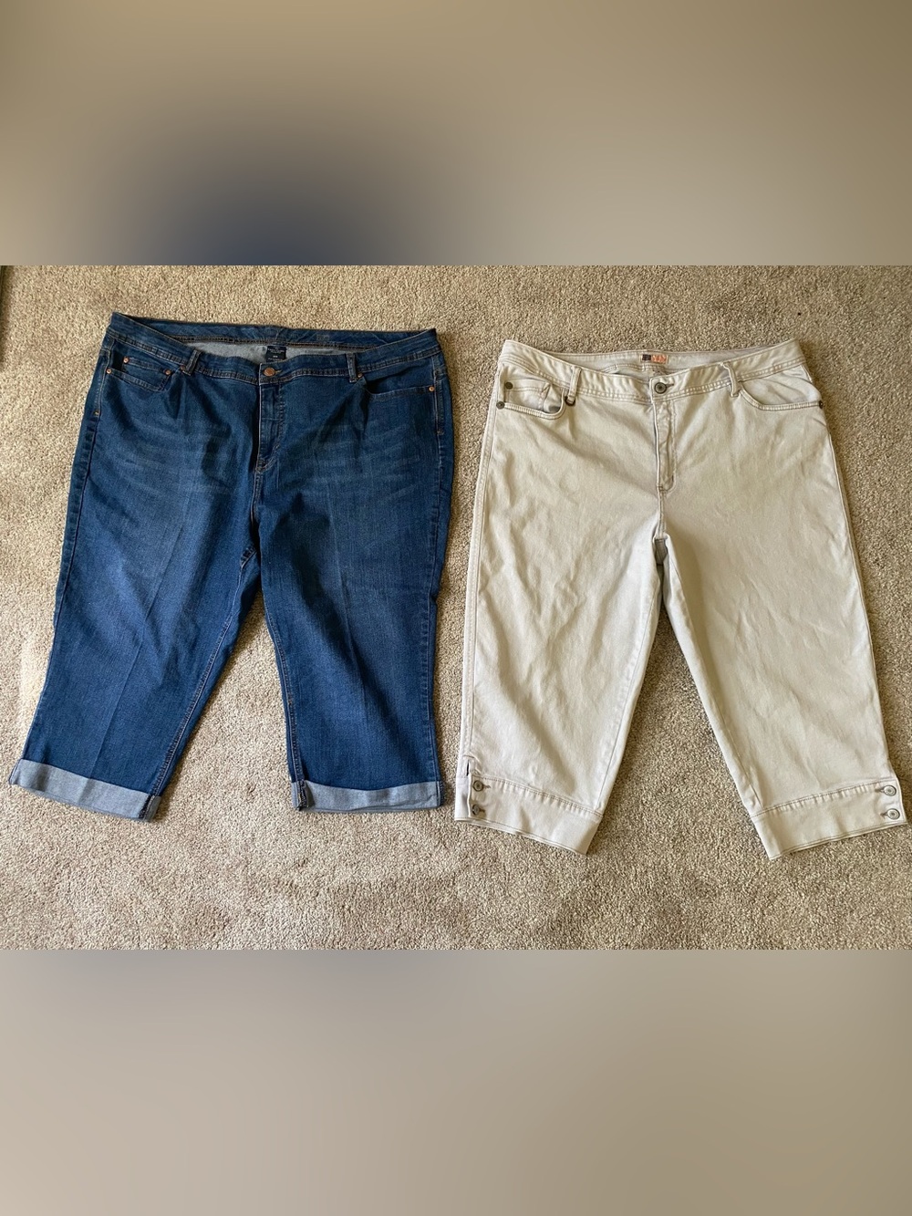 Faded Glory Plus size 24W Lot of 2 Denim Khaki capri Pants Summer casual